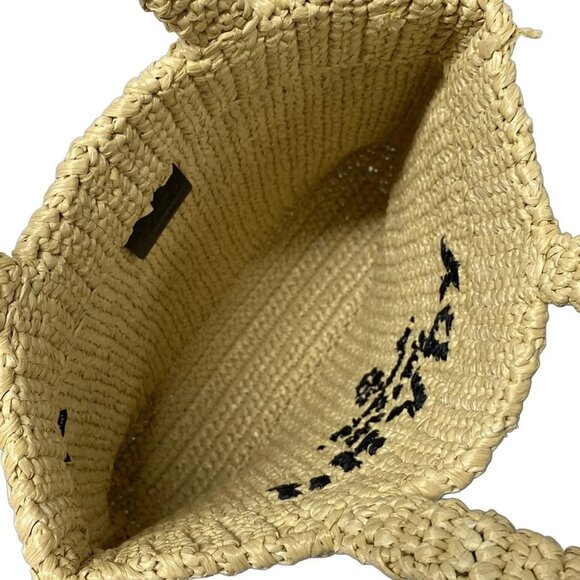 Auth PRADA Small crochet tote bag - Beige Black Raffia Tote Bag - Picture 15 of 16